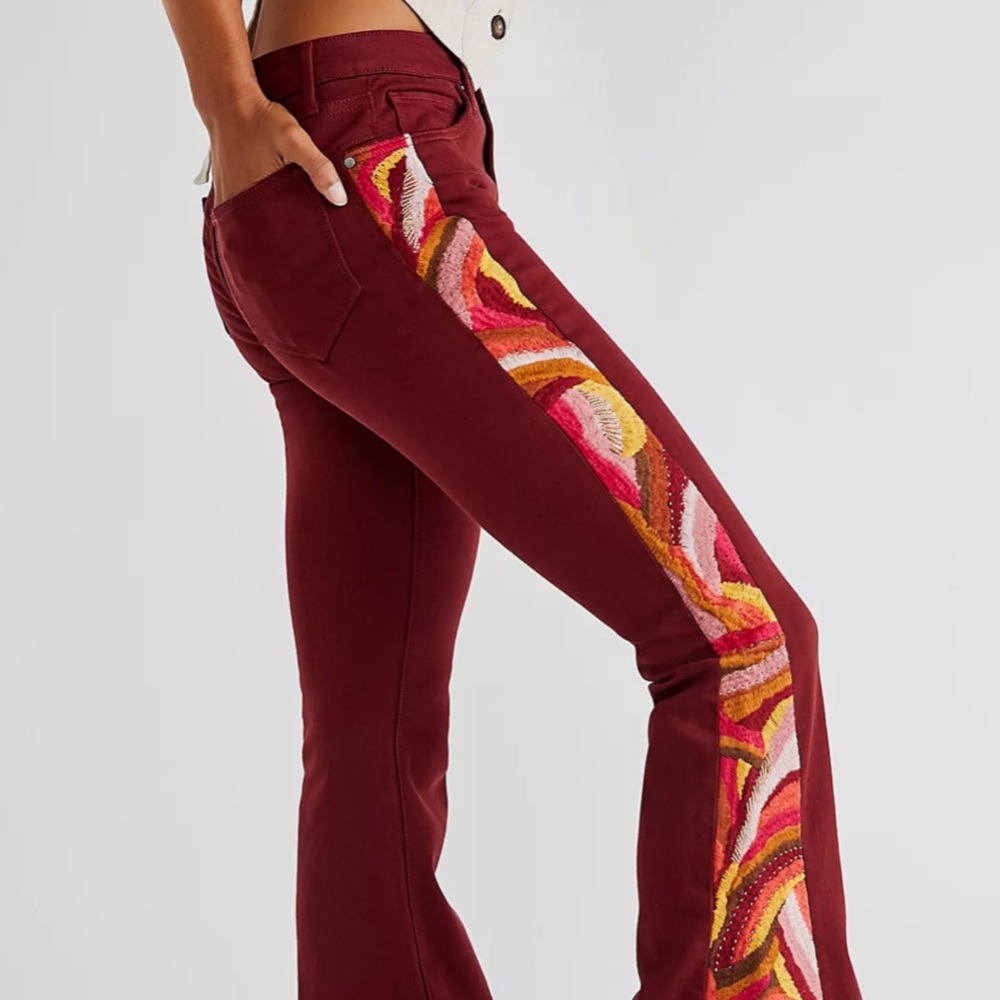 Free People Driftwood Farrah Beaded Jean